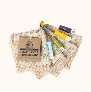 NWT Pacha Soap Saver Organic Cotton Crochet Bags For Shampoo Conditioner Body